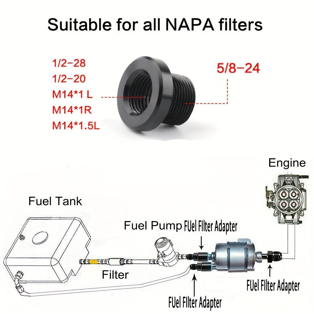 5/8-24 Fuel Filter Connector for NAPA 4003 WIX 24003 Fuel Filter 5/8-24 To 1/2-20 1/2-28 M14 X 1 M14 X 1L M14 X 1.5 Reduce The Noise Created By Cars