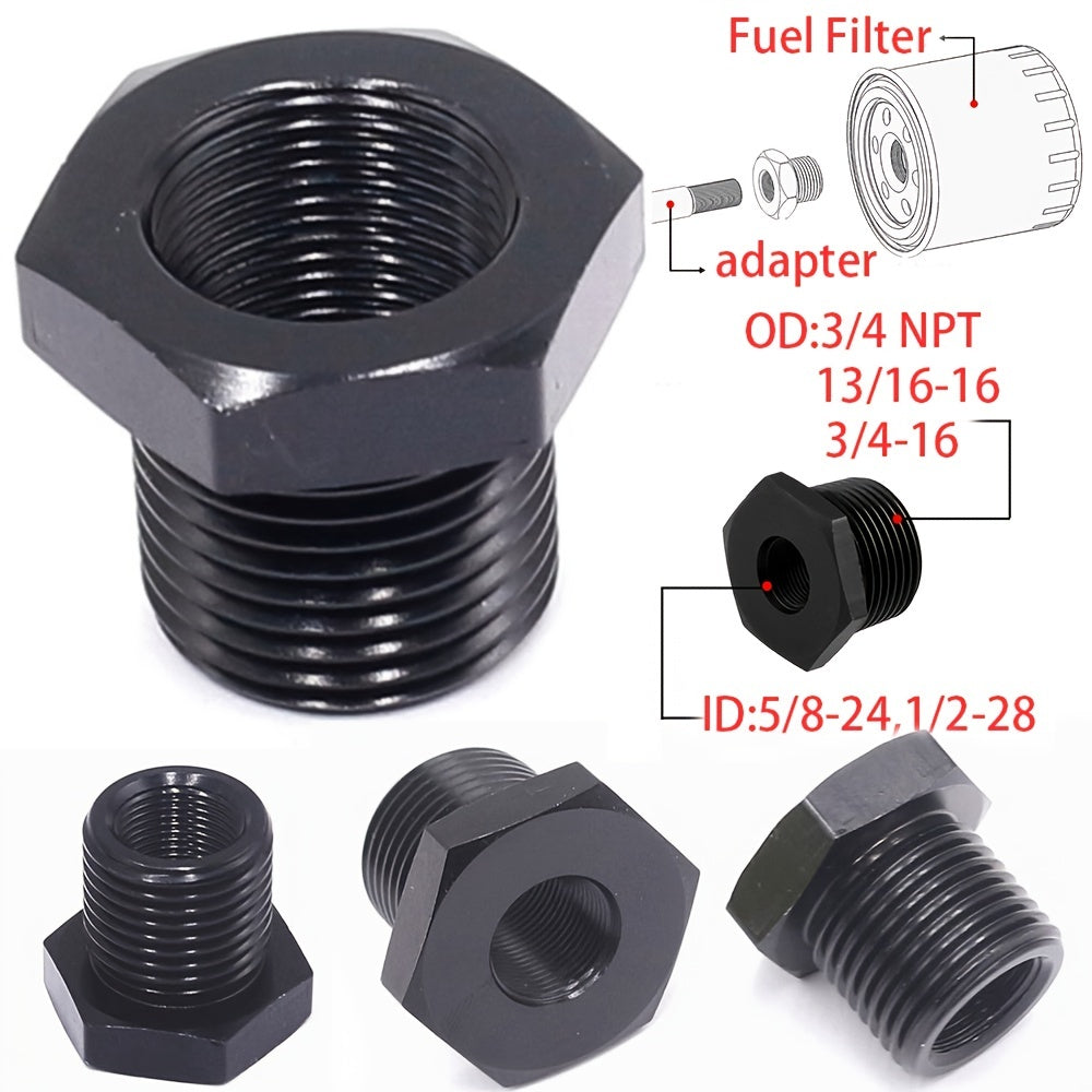 Fuel Filter Adapter 3/4-16,13/16-16,3/4 NPT to 1/2-28 ,5/8-24 Adapter Aluminum Titanium Black Car Fuel Filter Kit  Reduce The Noise Created By Cars