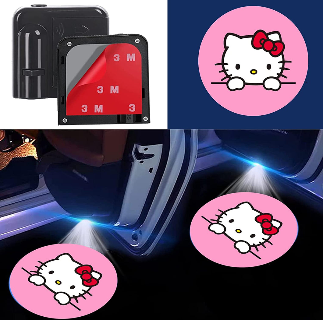 2pcs Fit Hello Kitty Fans Gifts,Car Door Projector LED Logo Light for Hello Kitty Welcome Courtesy Ghost Shadow Lights Lamp