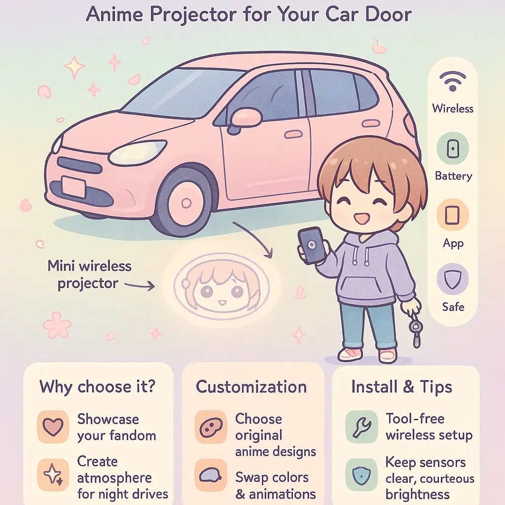car door light projector anime - Wireless